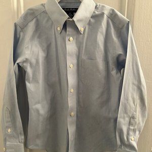 Boy's Brooks Brothers Classic Blue + White Checkered Non-Iron Shirt - Size 8
